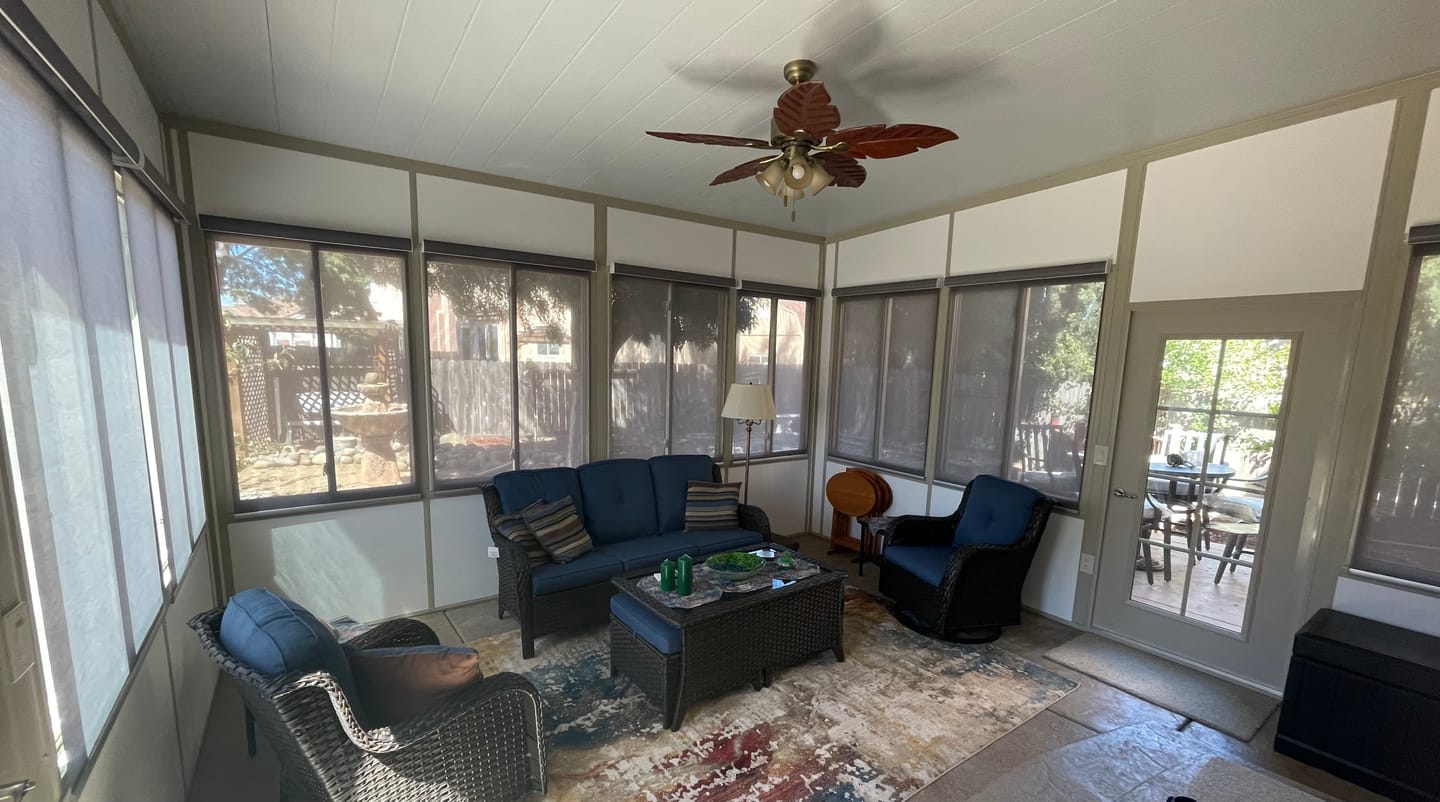 Customer photo review of SmartWings Motorized Light Filtering Roller Shades 50% Blackout PVC Free Sunscreen