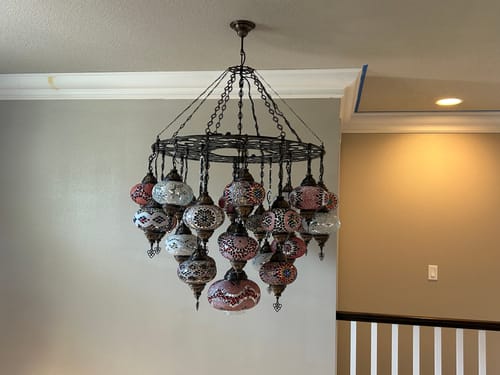 Customer photo review of Turkish Mosaic Chandelier With 25 Large Globes  ,ID: 158