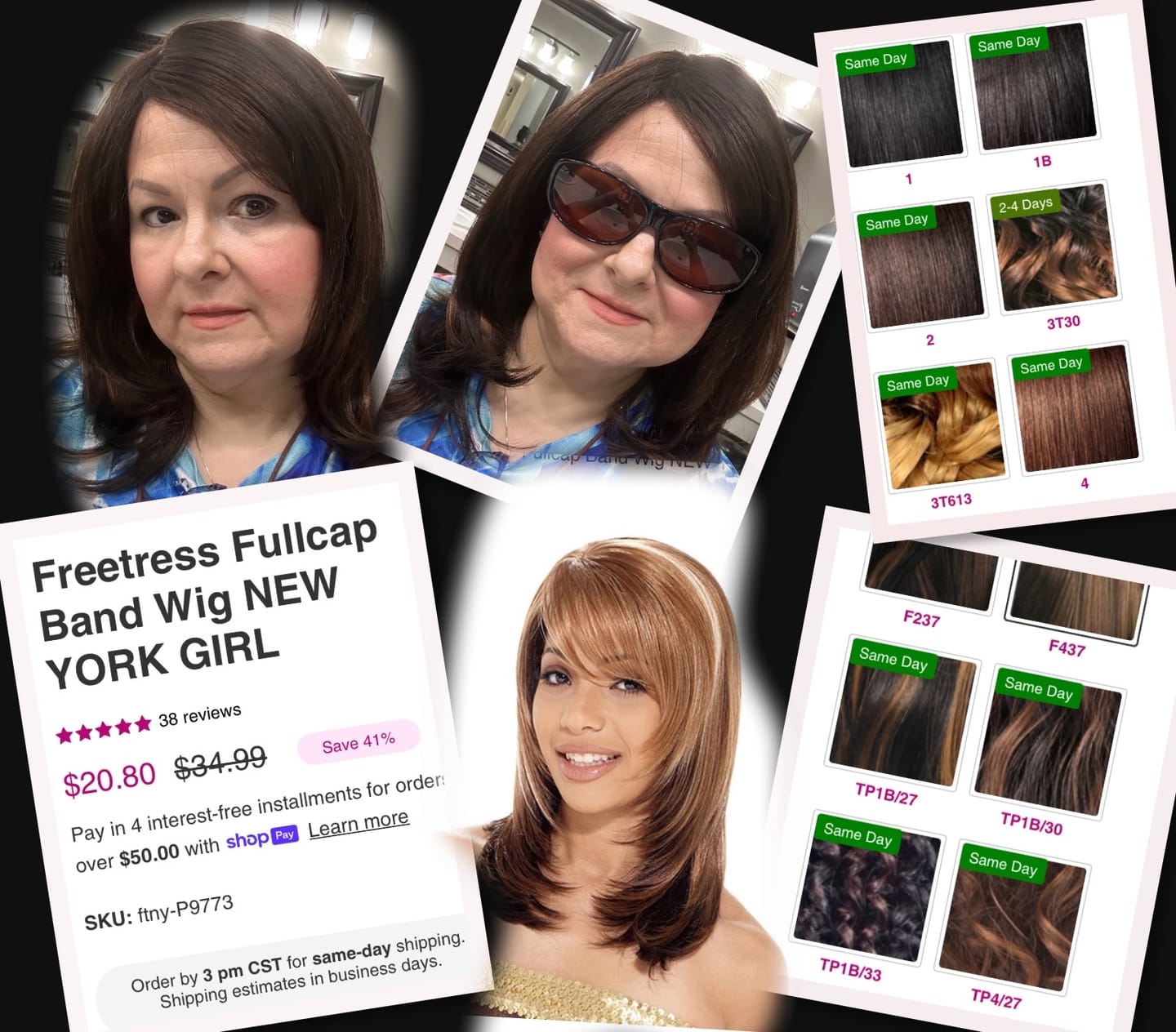 Customer photo review of Freetress Fullcap Band Wig NEW YORK GIRL