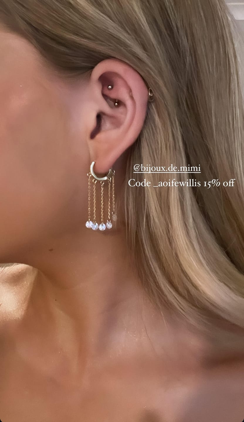 Customer photo review of Alisa Gold Crystal Huggie Earrings