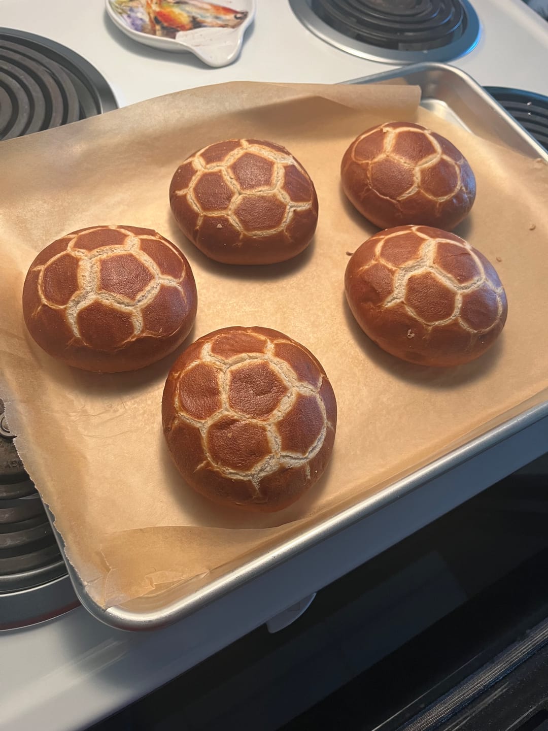 Customer photo review of Pretzel Sandwich Rolls (5 pack)
