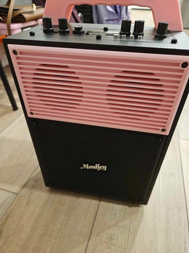 Customer photo review of Moukey カラオケマシン、ストラップ付きポータブルBluetooth PAシステム、大人用子供用ギフトアイデア、ディスコライト&エコー/高音/低音調整付き小型パーティースピーカー、TWS/AUX/USB/TF/FM対応 - MPS4ピンク