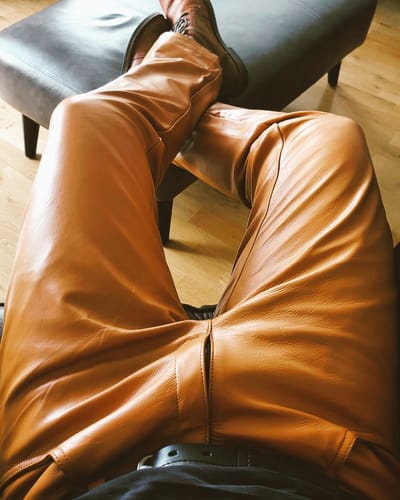 Customer photo review of Skinny Fit Original Leather Pants
