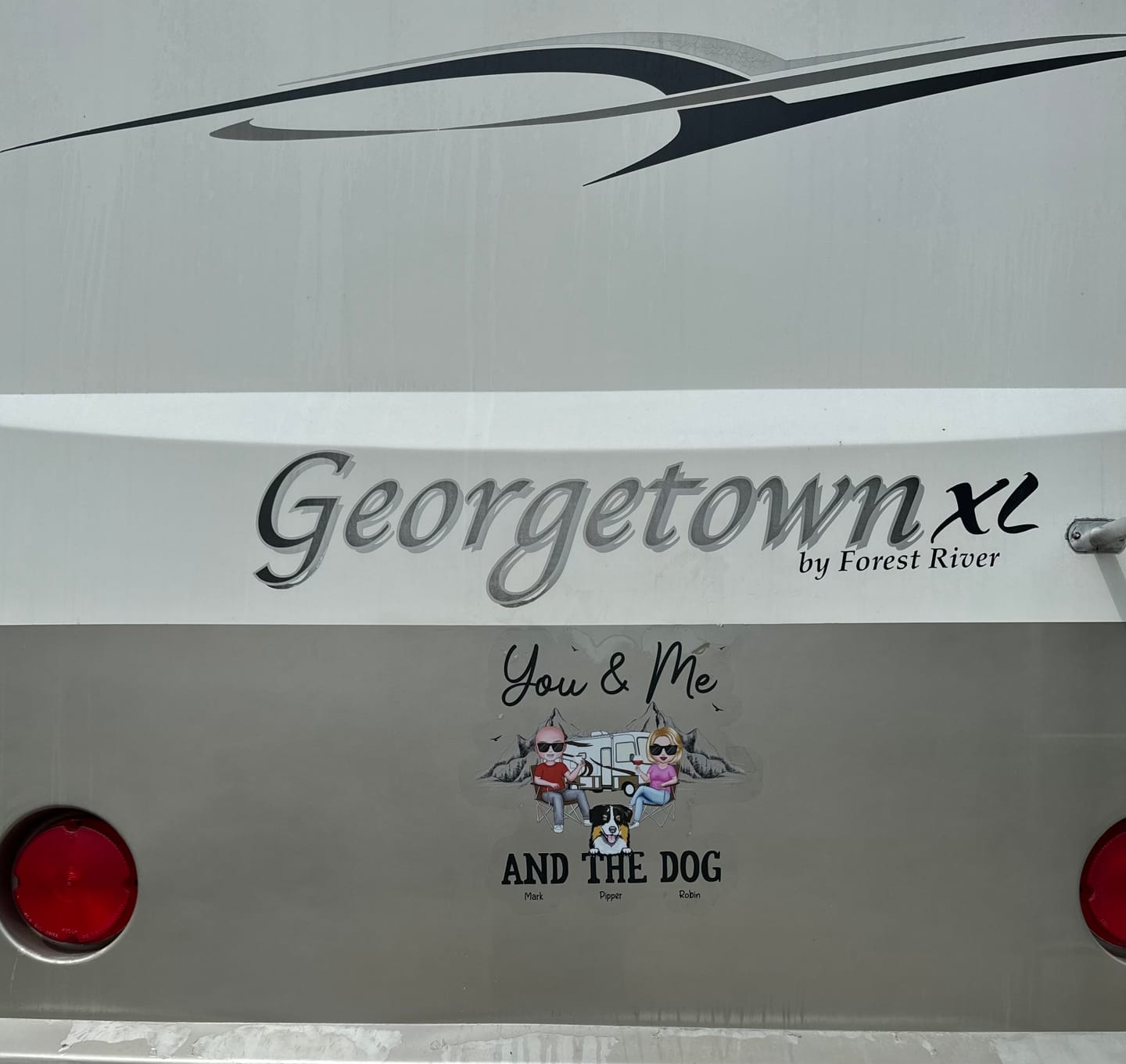 Customer photo review of You Me & The Dogs Camping Couple Personalized RV Decal