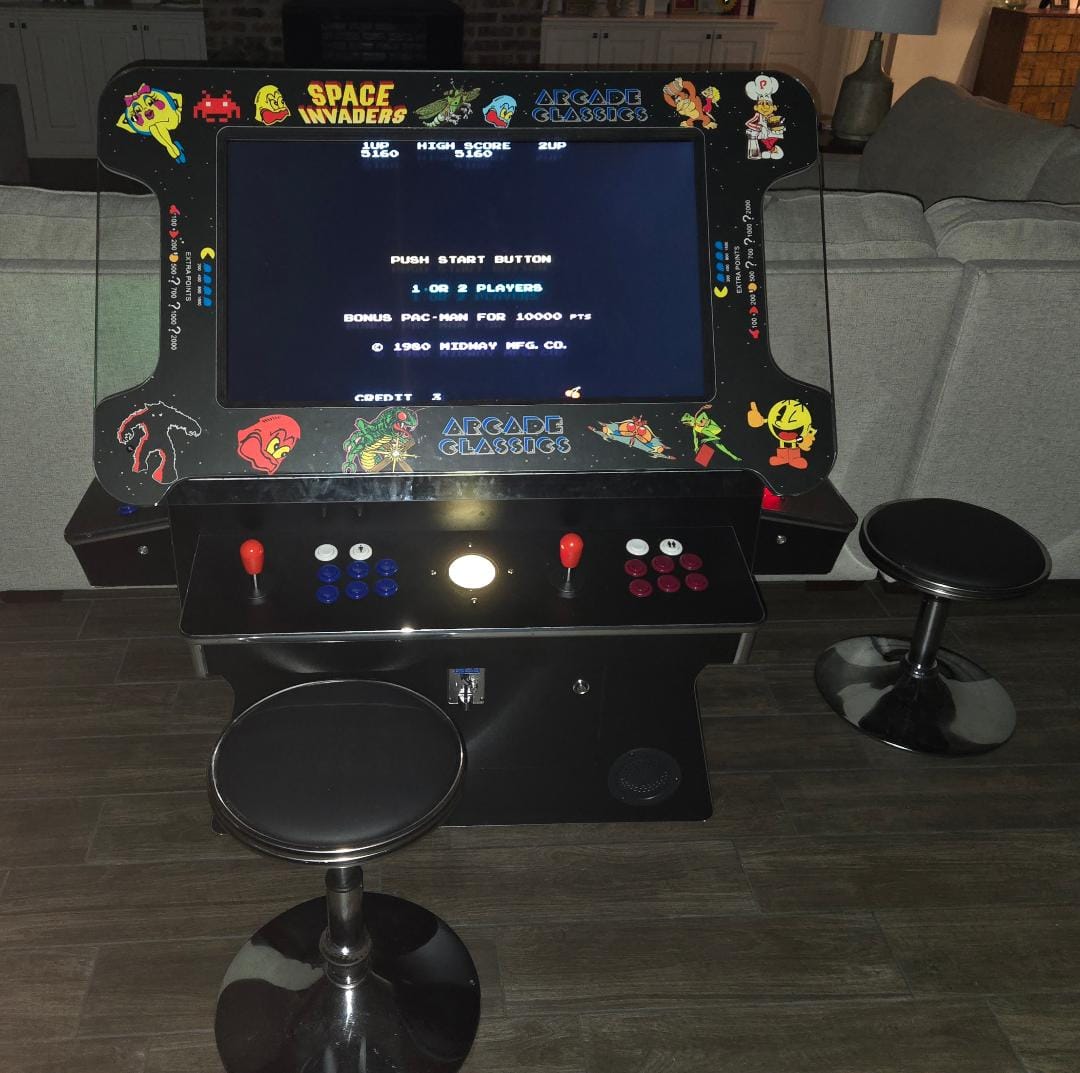 Customer photo review of Cocktail Arcade Machine 4500 Games 32 inch screen Tilt Up Black Multi Cade
