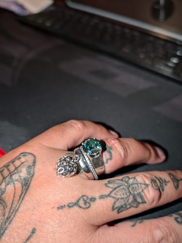 Customer photo review of Angel Heart Charm Ring with Tanzanite