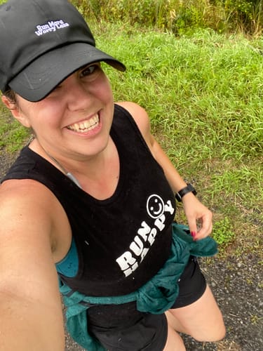 Customer photo review of Run More Worry Less Minimal Dad Hat