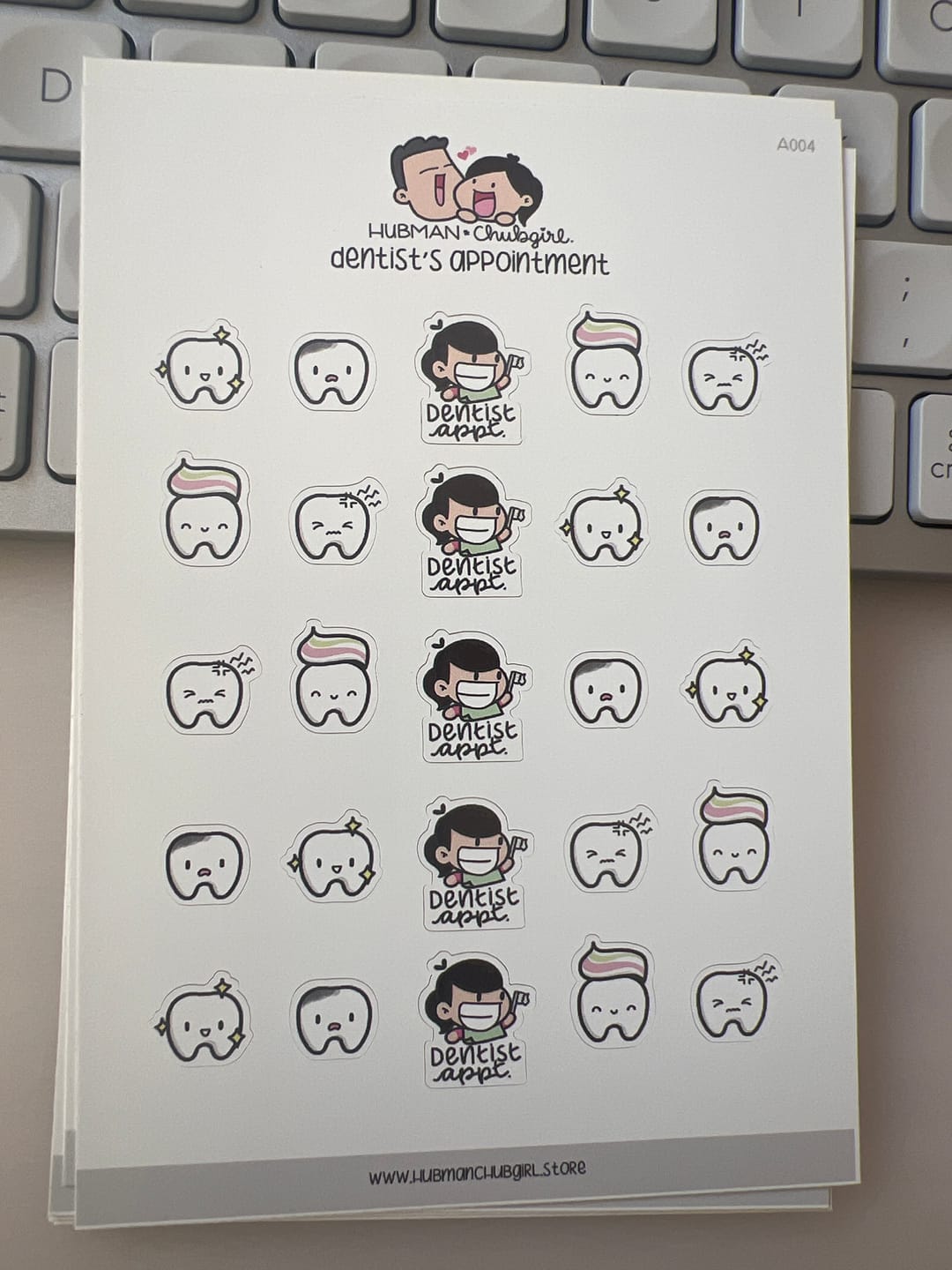 Customer photo review of Dentist Appointment Planner Stickers