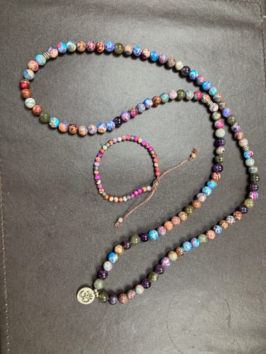 Customer photo review of 108 Purple Jasper & Amethyst Mala Bead Bracelet / Necklace