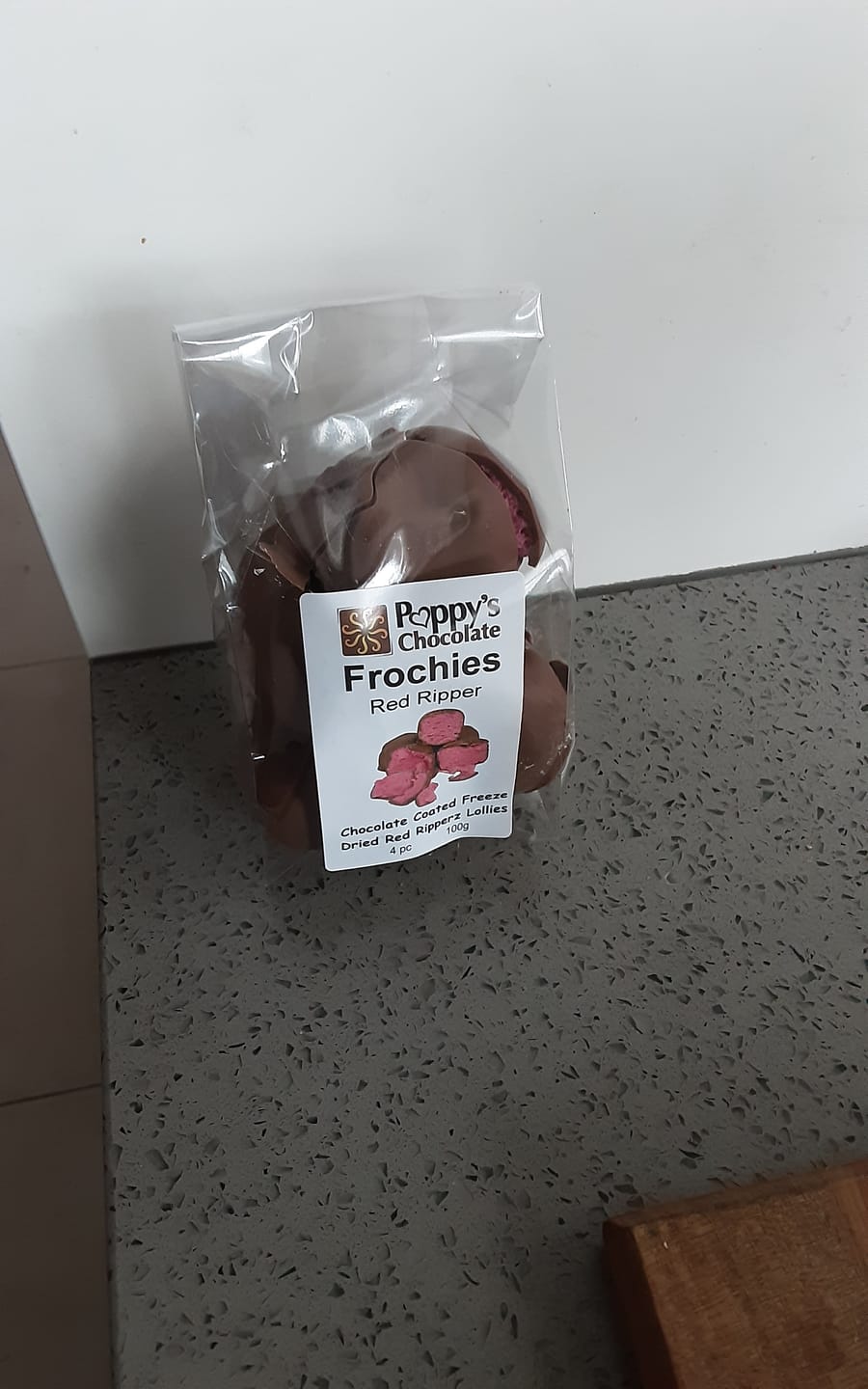 Customer photo review of Frochies Red Ripper chocolate coated freeze dried lollies