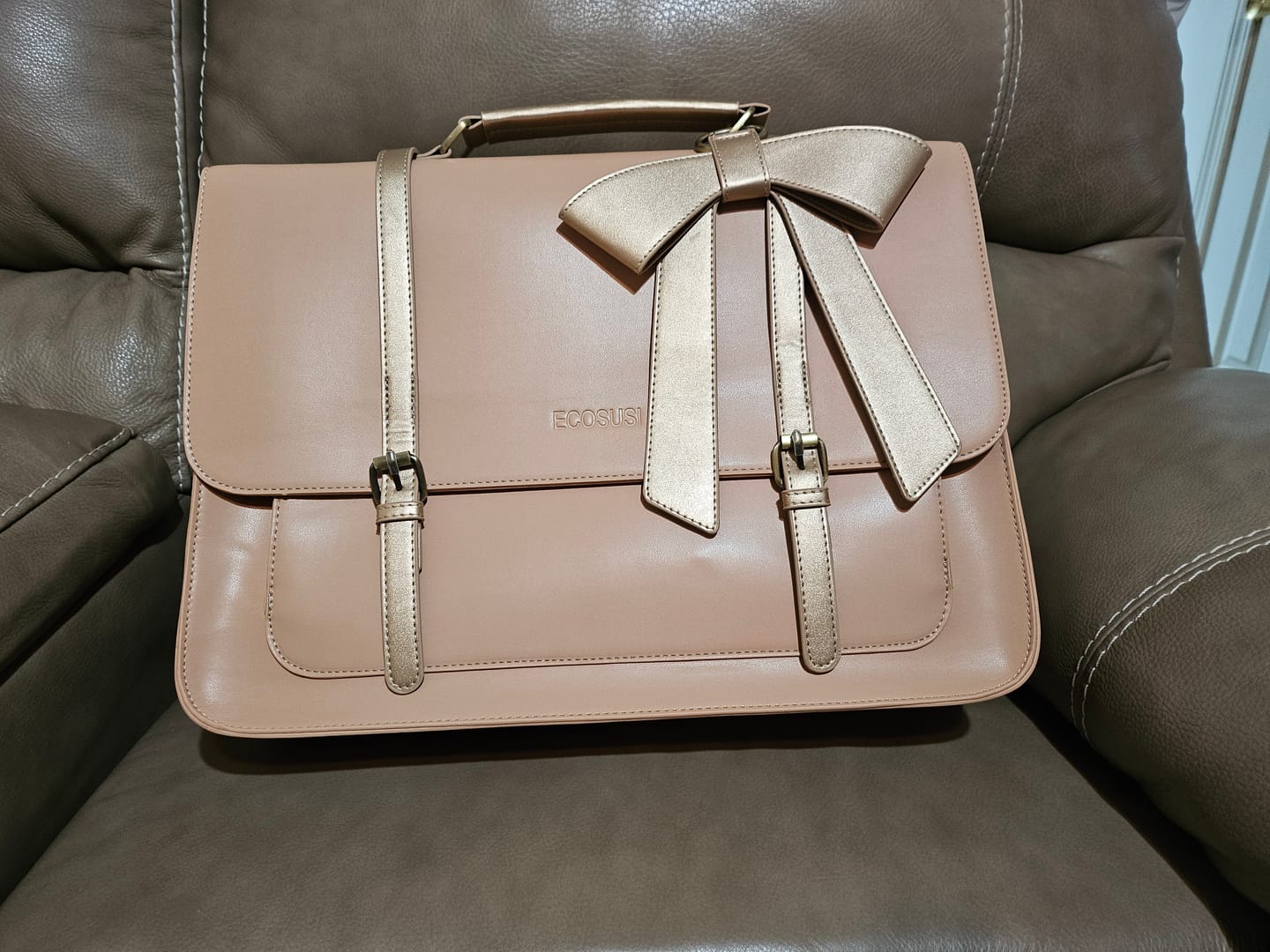 Customer photo review of Cocoa Truffle Ecosusi Classic Bow Briefcase