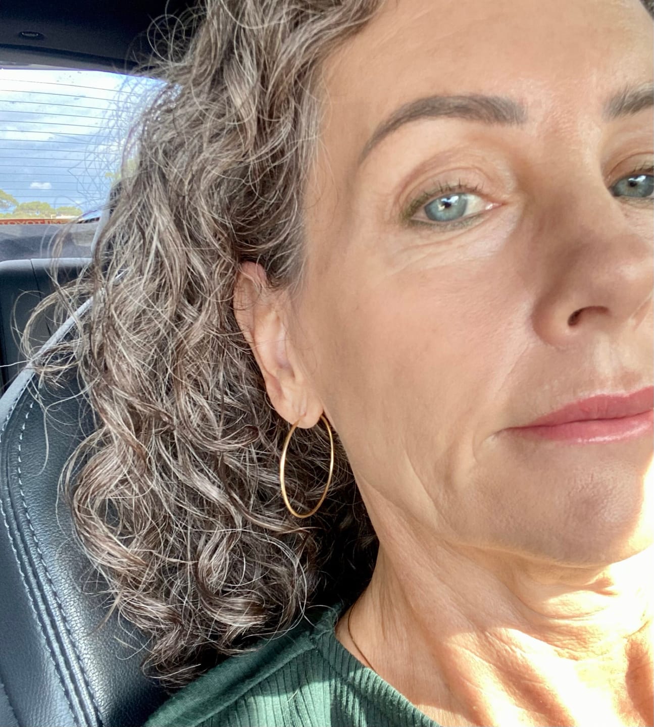 Customer photo review of 14K Gold Sleeper Hoops