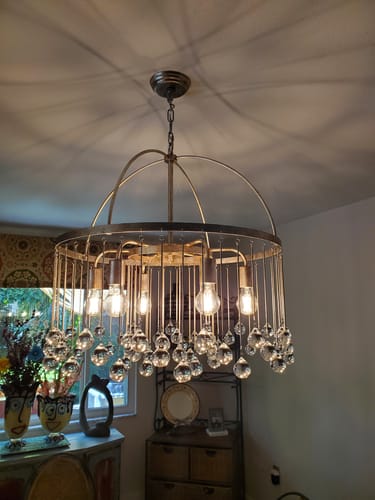 Customer photo review of Shabby Chic Crystal Raindrop Chandelier