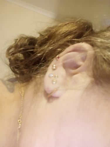 Customer photo review of Diamond Cut Hoop Earrings in 9ct Yellow Gold