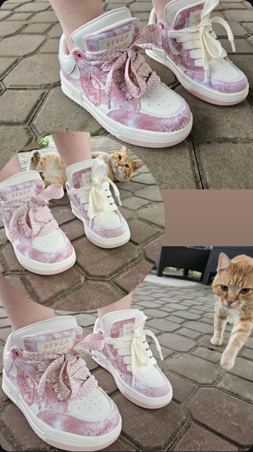 Customer photo review of Pink Double Tongue Sneakers