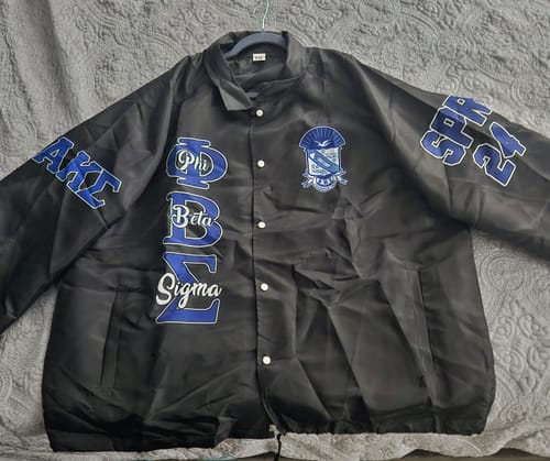 Customer photo review of Personalized Phi Beta Sigma Crossing Jackets Black Super PBS Style