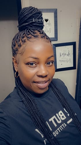 Customer photo review of HD Knotless Braid Wig, Human Hair, HD Full Lace, Black, Glueless - Shade
