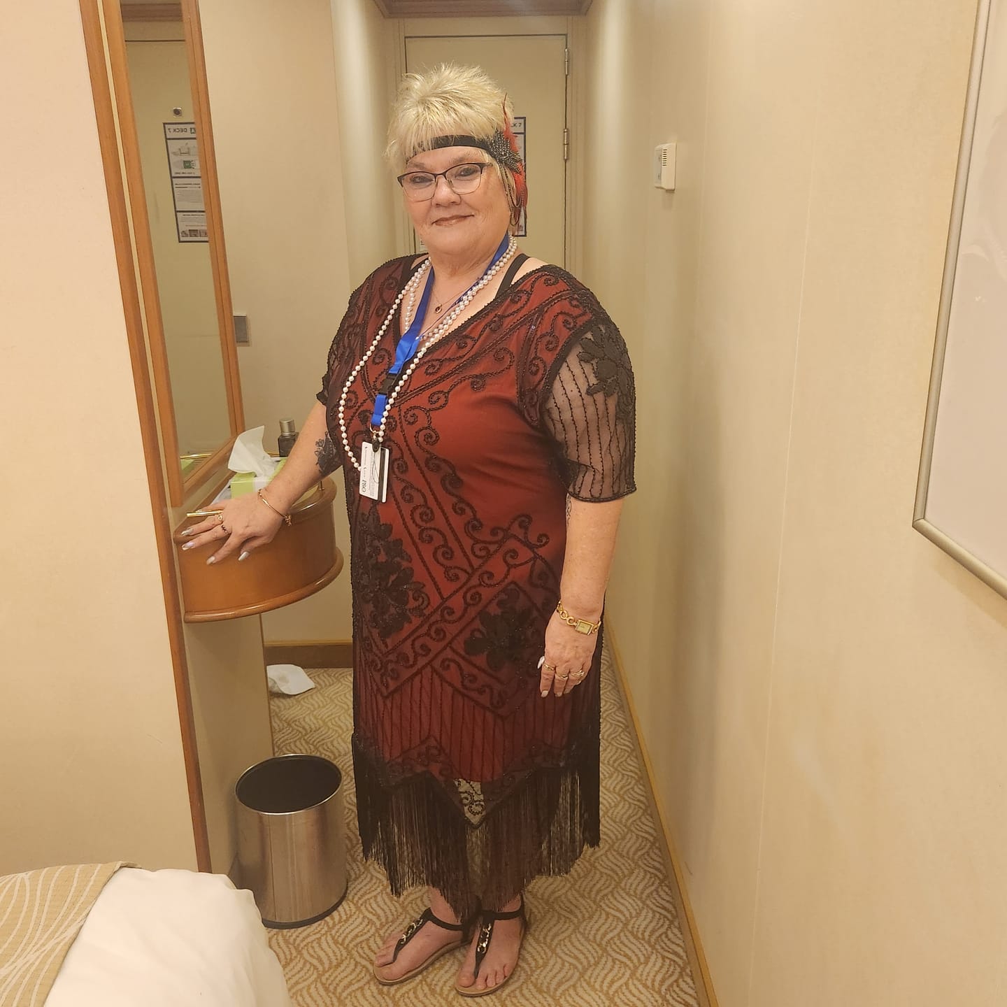 Customer photo review of 1920s Red Evelyn Plus Size Gatsby Dress