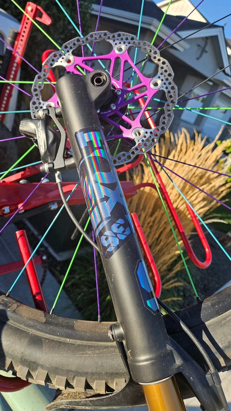 Customer photo review of Metallic Fox 36 Factory Fork Decal