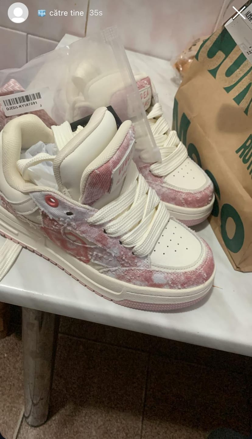 Customer photo review of Pink Double Tongue Sneakers