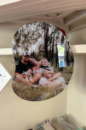 Customer photo review of Personalized Photo Acrylic Hanging Wall Clock Gift For Family