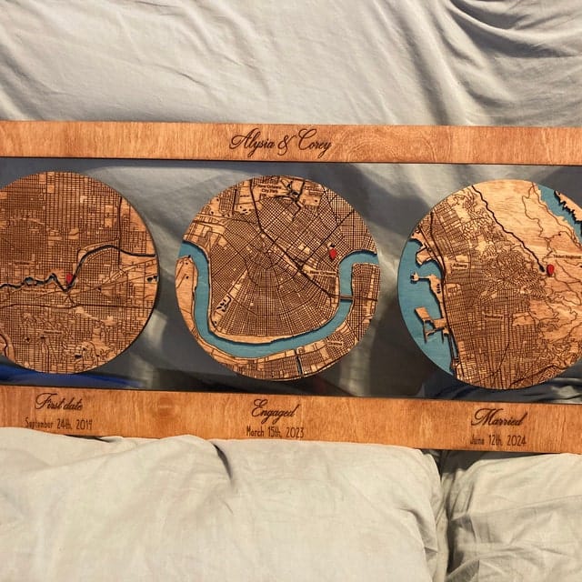 Customer photo review of 3D Wooden Map for Three Locations