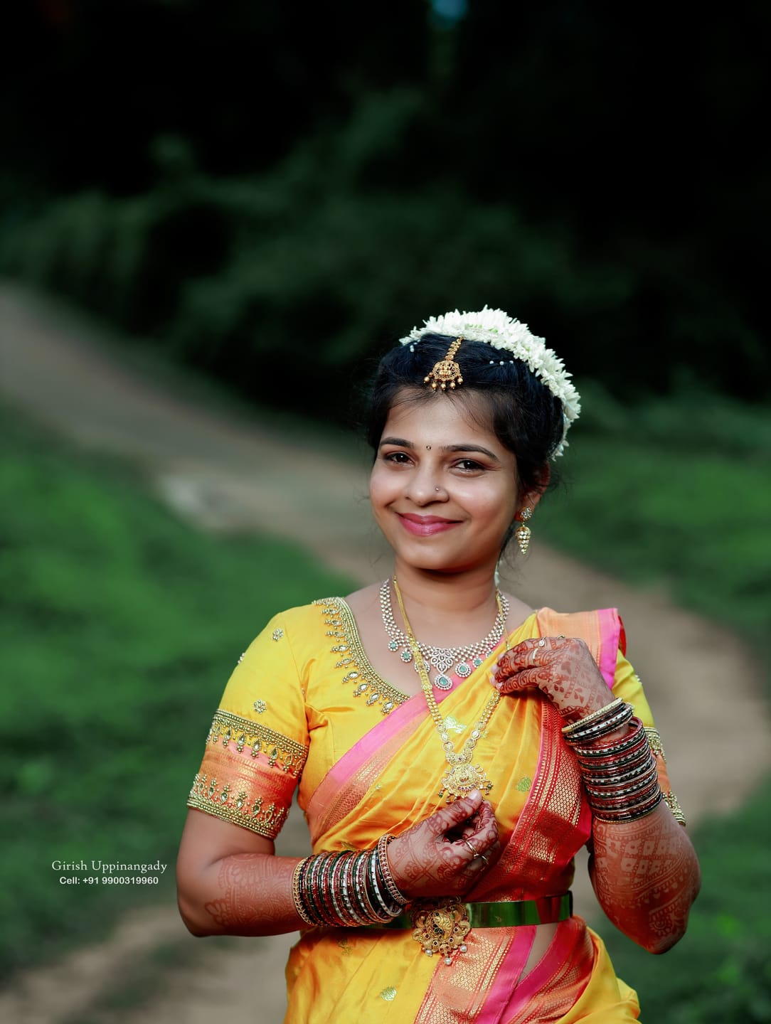 Customer photo review of Handloom Paithani Silk Saree - Pastel Yellow