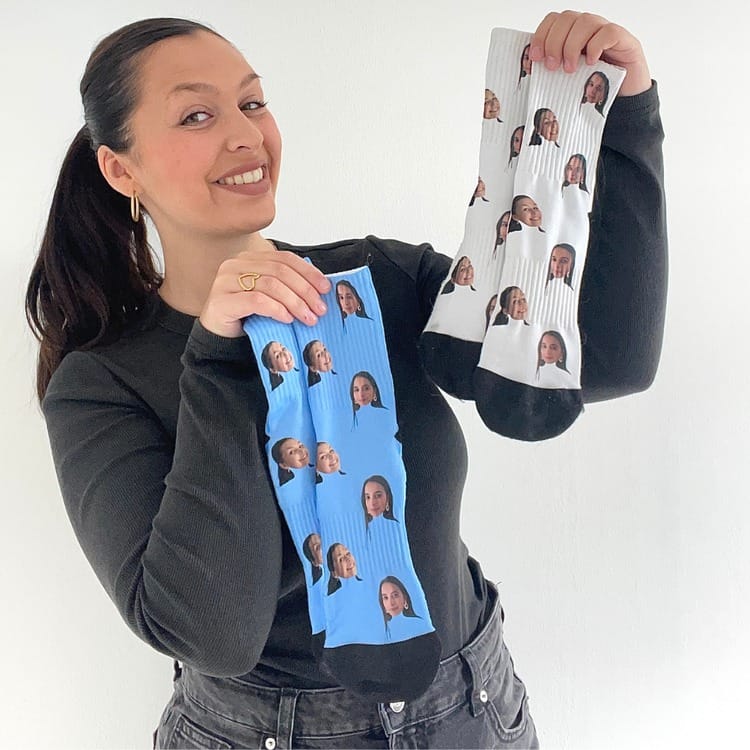 Customer photo review of FaceSock | Personalised Socks With Photo