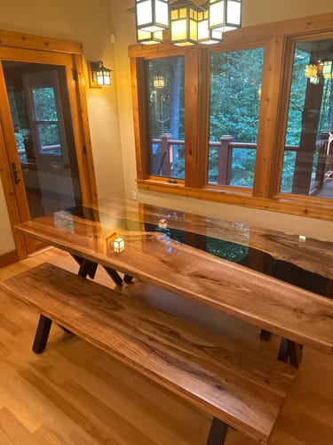 Customer photo review of Black Epoxy River Dining Table - Modern Wood Farmhouse Kitchen Table