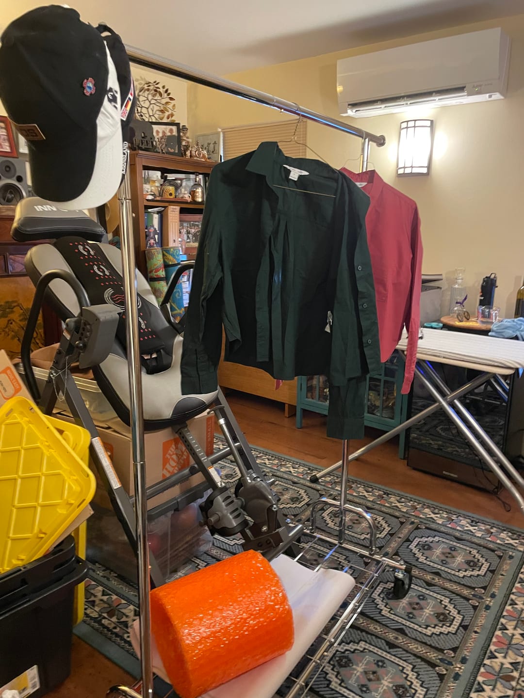 Customer photo review of Raybee 75"W Rolling Clothes Rack with Storage Shelves, Wheeled Metal Clothes Organizer for Bedroom, Laundry & Dorm