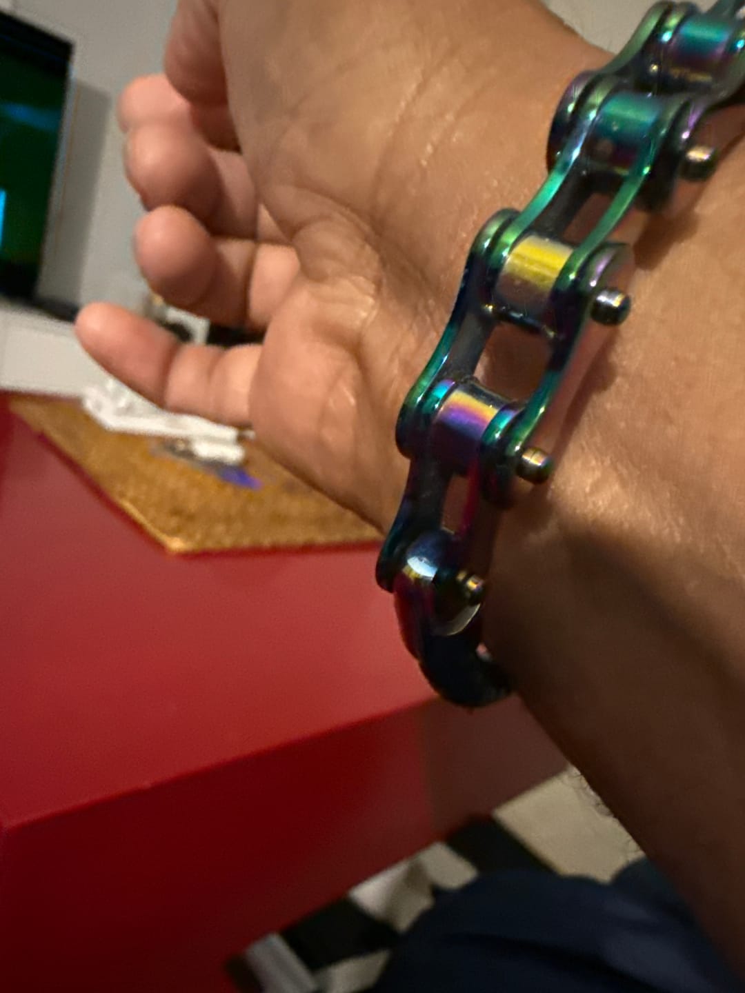 Customer photo review of Cycolinks Leather Bike Chain Bracelet