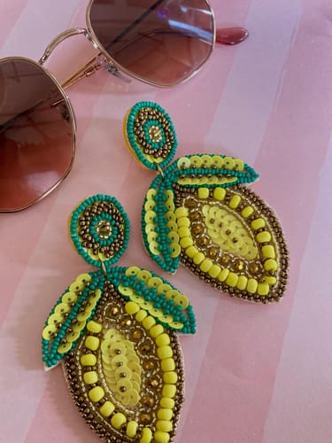 Customer photo review of Positano Lemon Earrings