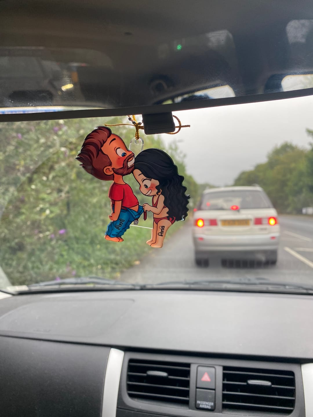 Customer photo review of Cute Couple - Gift For Husband Wife, Anniversary - Personalized Car Ornament