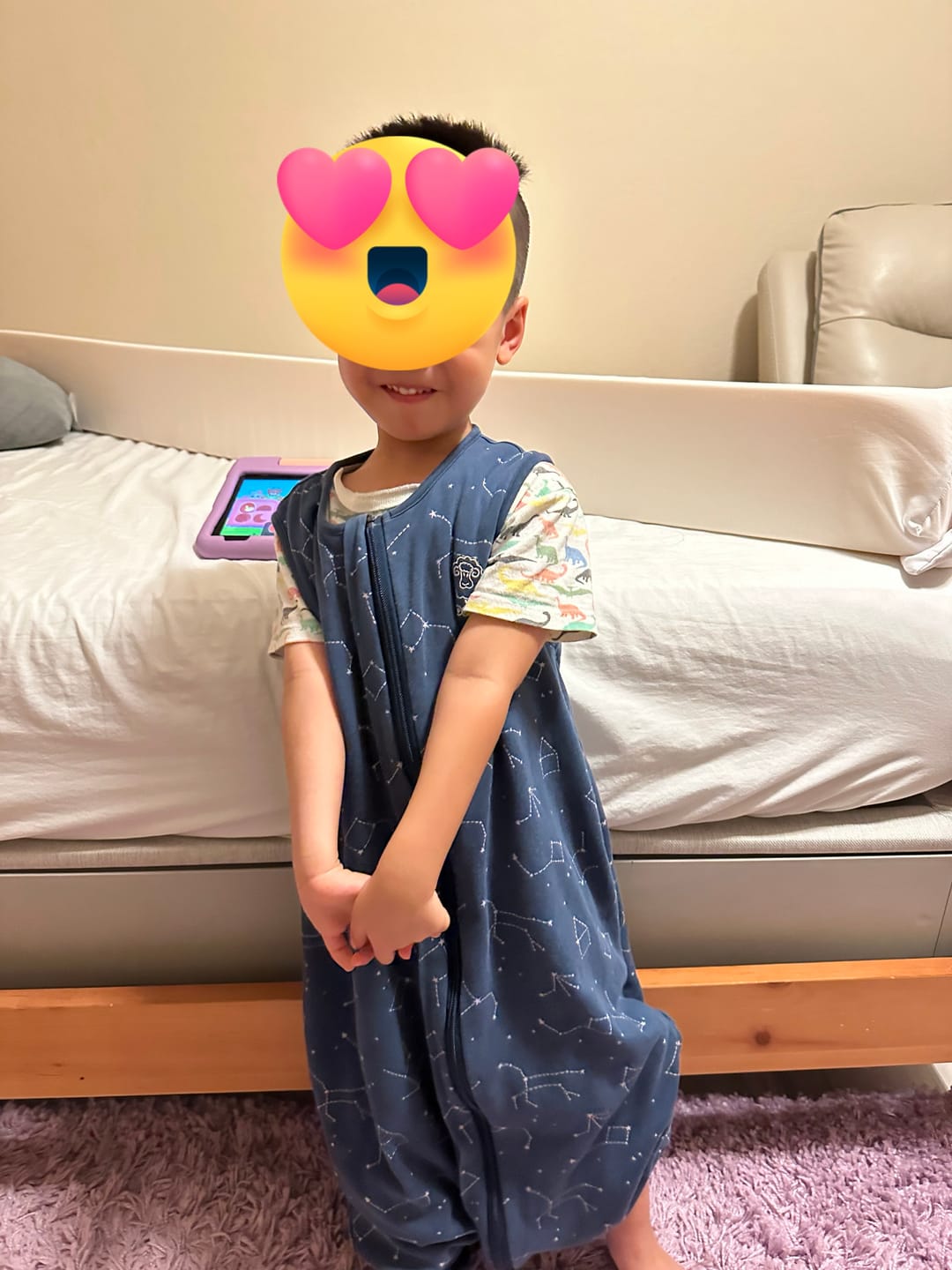 Customer photo review of 4 Season® Baby Sleep Bag with Feet, Merino Wool & Organic Cotton, Night Sky™