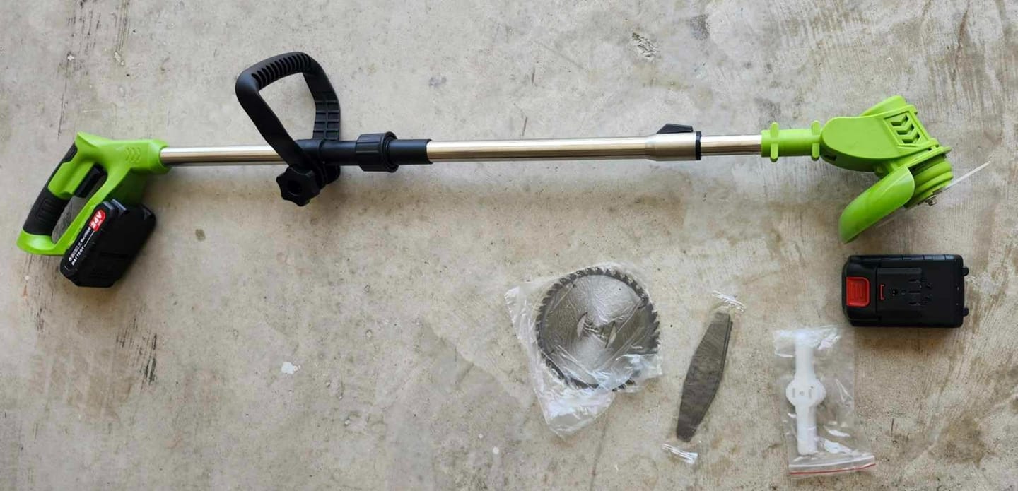 Customer photo review of Grazer™ : Best Powerful Electric Battery Operated Cordless Metal Blade Weed Eater / Grass Trimmer