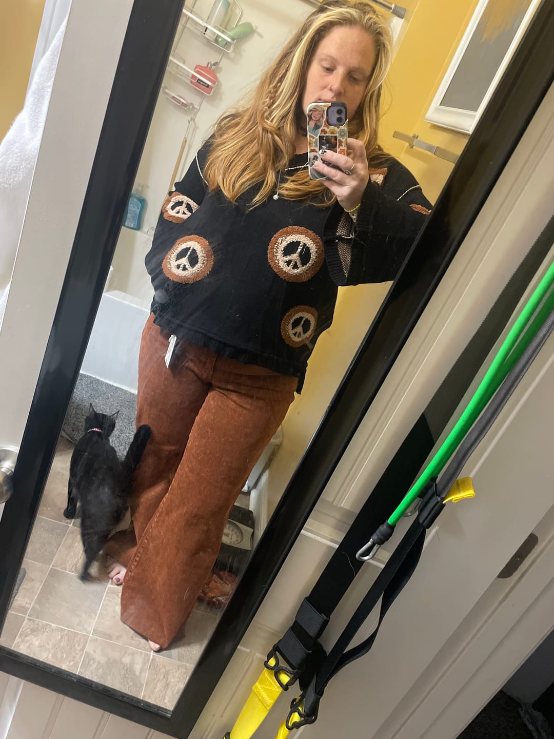 Customer photo review of Judy Blue High Waist Pumpkin Spice Dyed Raw Hem Retro Wide