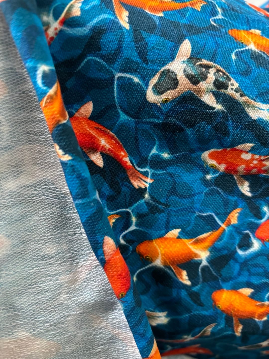 Customer photo review of Koi Fish French Terry Fabric