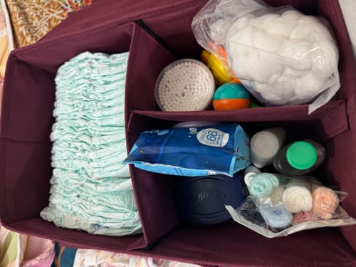 Customer photo review of Qoolish Maroon Diaper Baby Bag with Lid