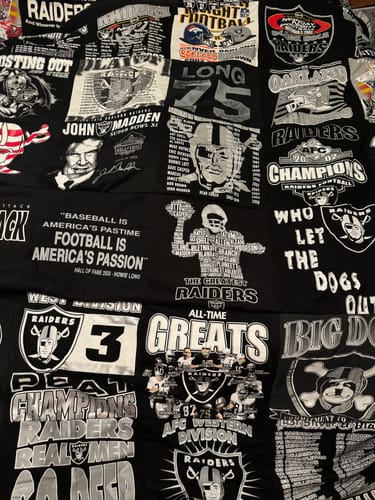 T-shirt quilt featuring las vegas raiders by Ray from CA