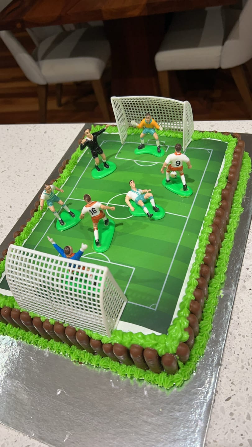Customer photo review of Soccer Field – Cake Wrap Edible Image