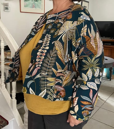 Customer photo review of Veste Frida jacquard Passiflore - doublure lin ocre