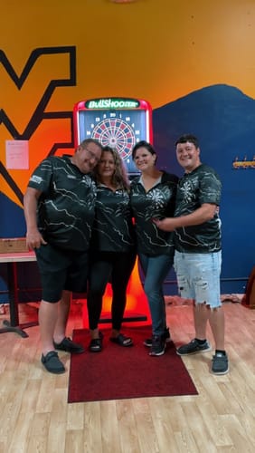 Customer photo review of Personalized Thunder Black White Eagle Dart Quarter Zip Shirt Custom Dart Shirt For Men Dart Jersey VHM1144