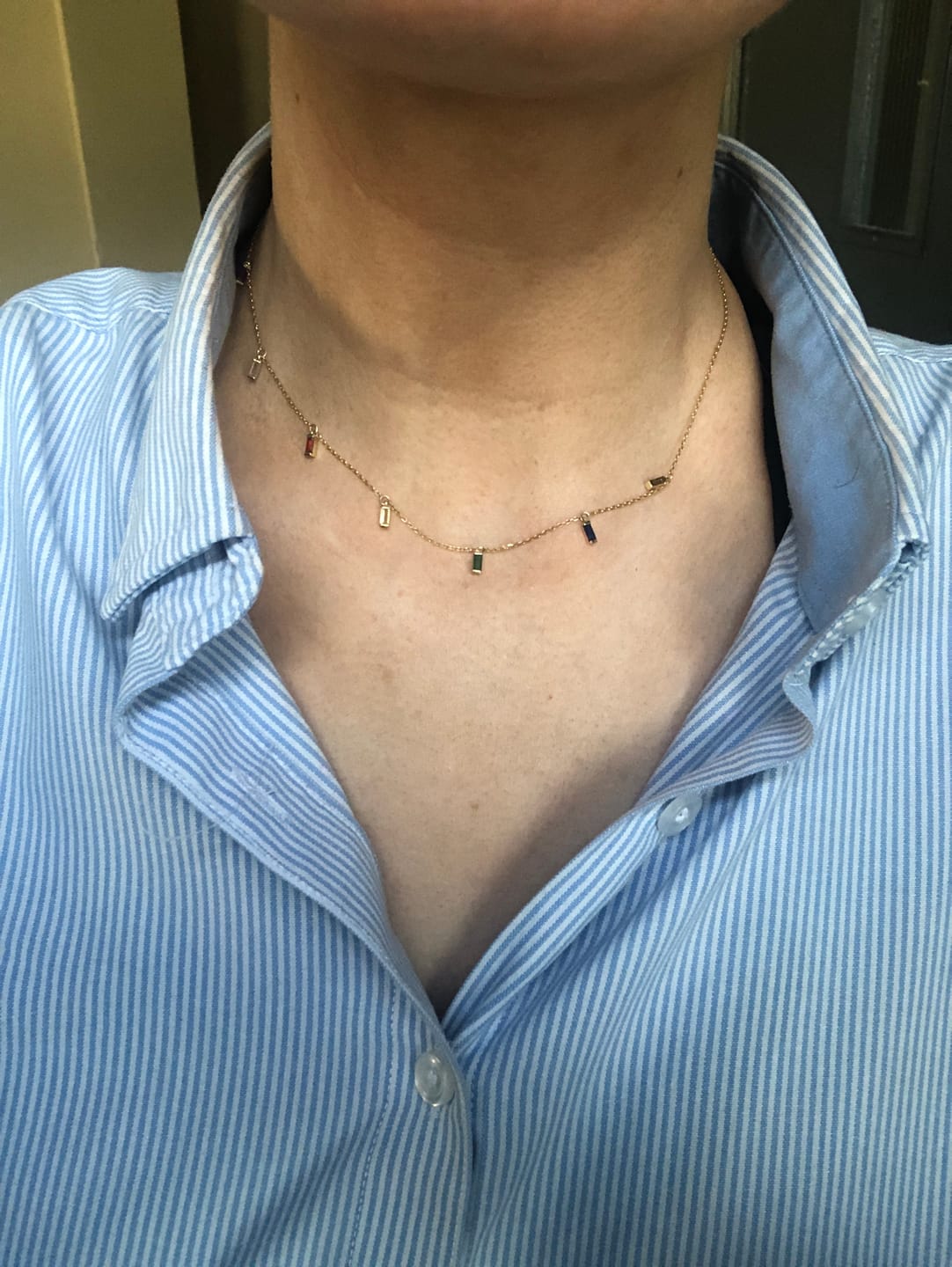 Customer photo review of Gold Aura Chakra Necklace