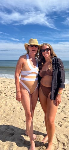 Customer photo review of VENUS Criss Cross Back One Piece in Beige & White