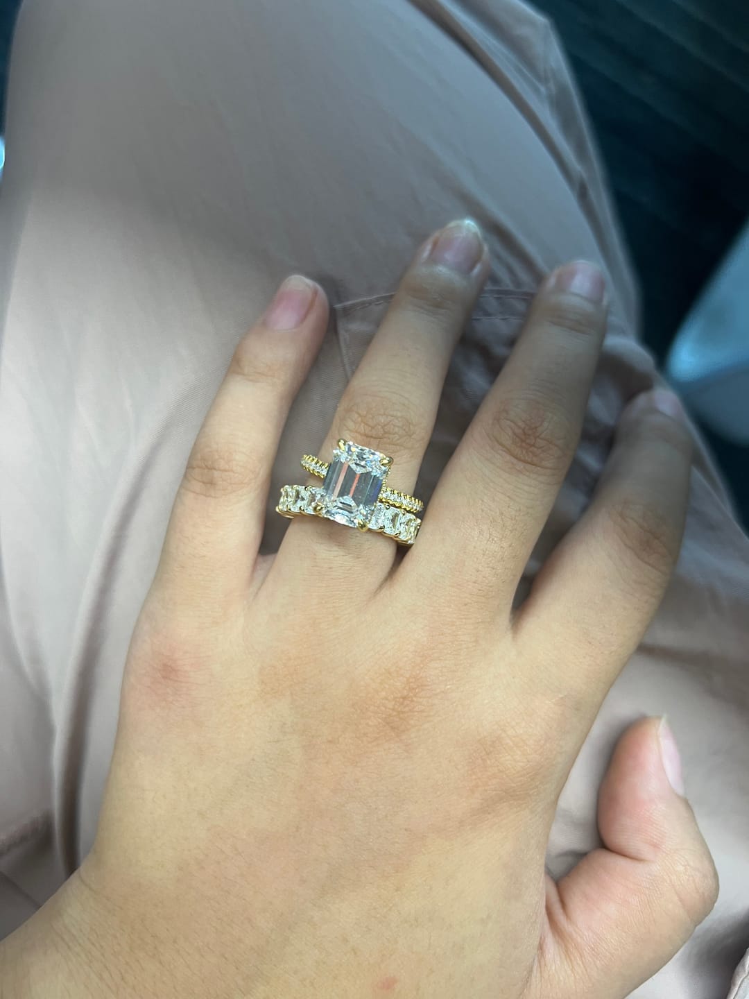 Customer photo review of S925 Sparkle 3.5Ct Radiant Cut Engagement Ring For Women In Sterling Silver