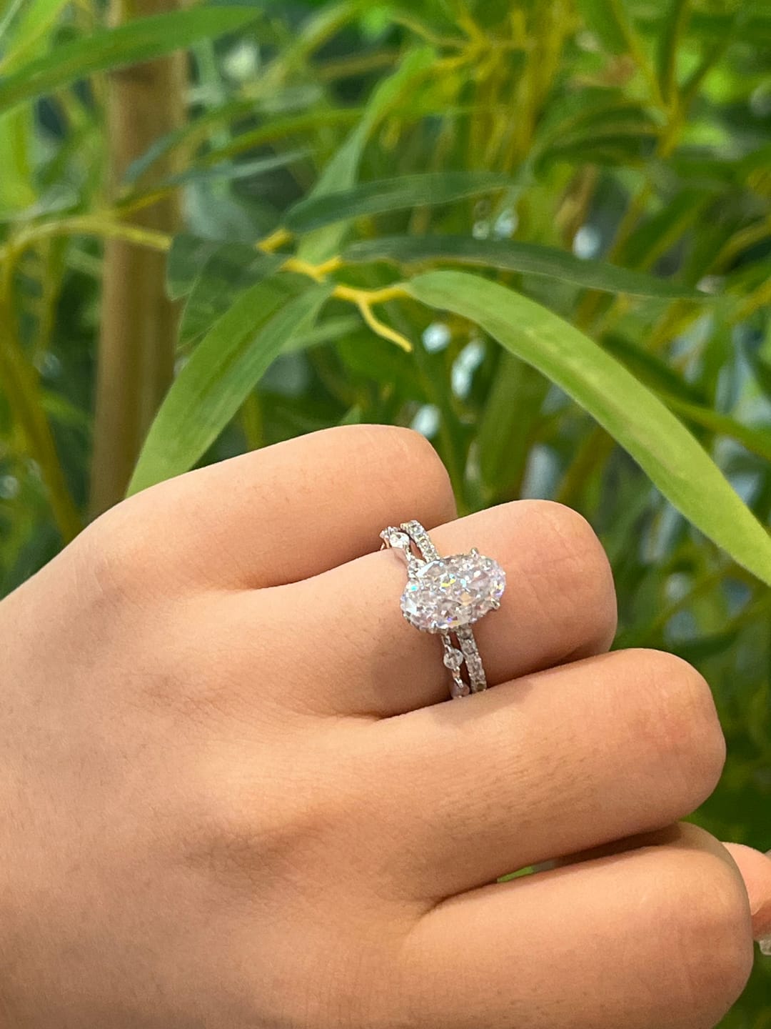Customer photo review of S925 Attractive 2PC 2.5Ct Oval Cut Bridal Wedding Ring Set Stackable Ring Set For Daily Wear