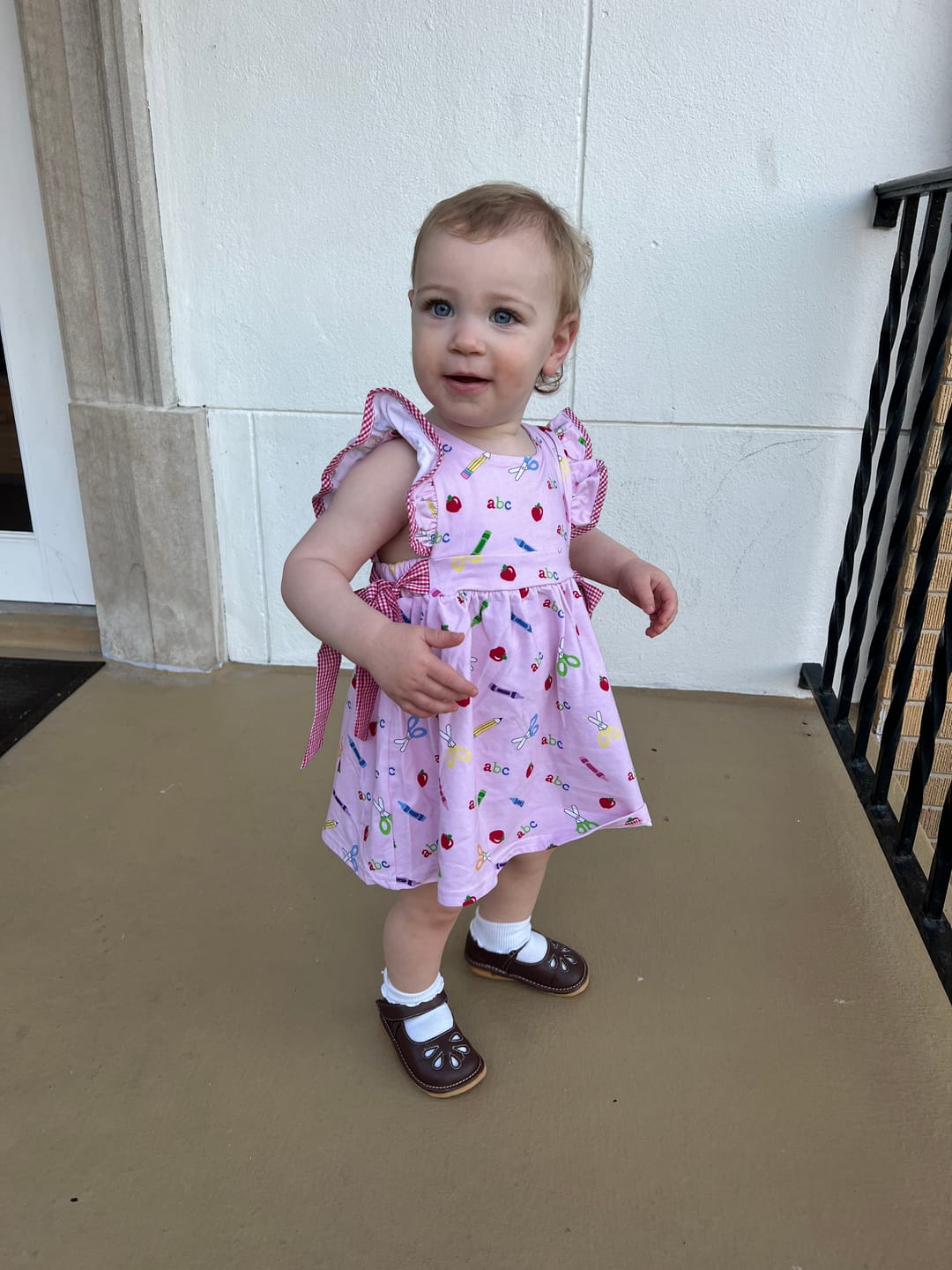 Customer photo review of Pink Apple Print Avery Dress