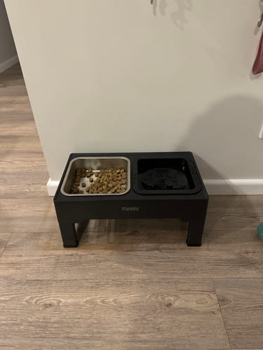 Customer photo review of PaWz Elevated Pet Feeder with Steel Non-Slip Bowl