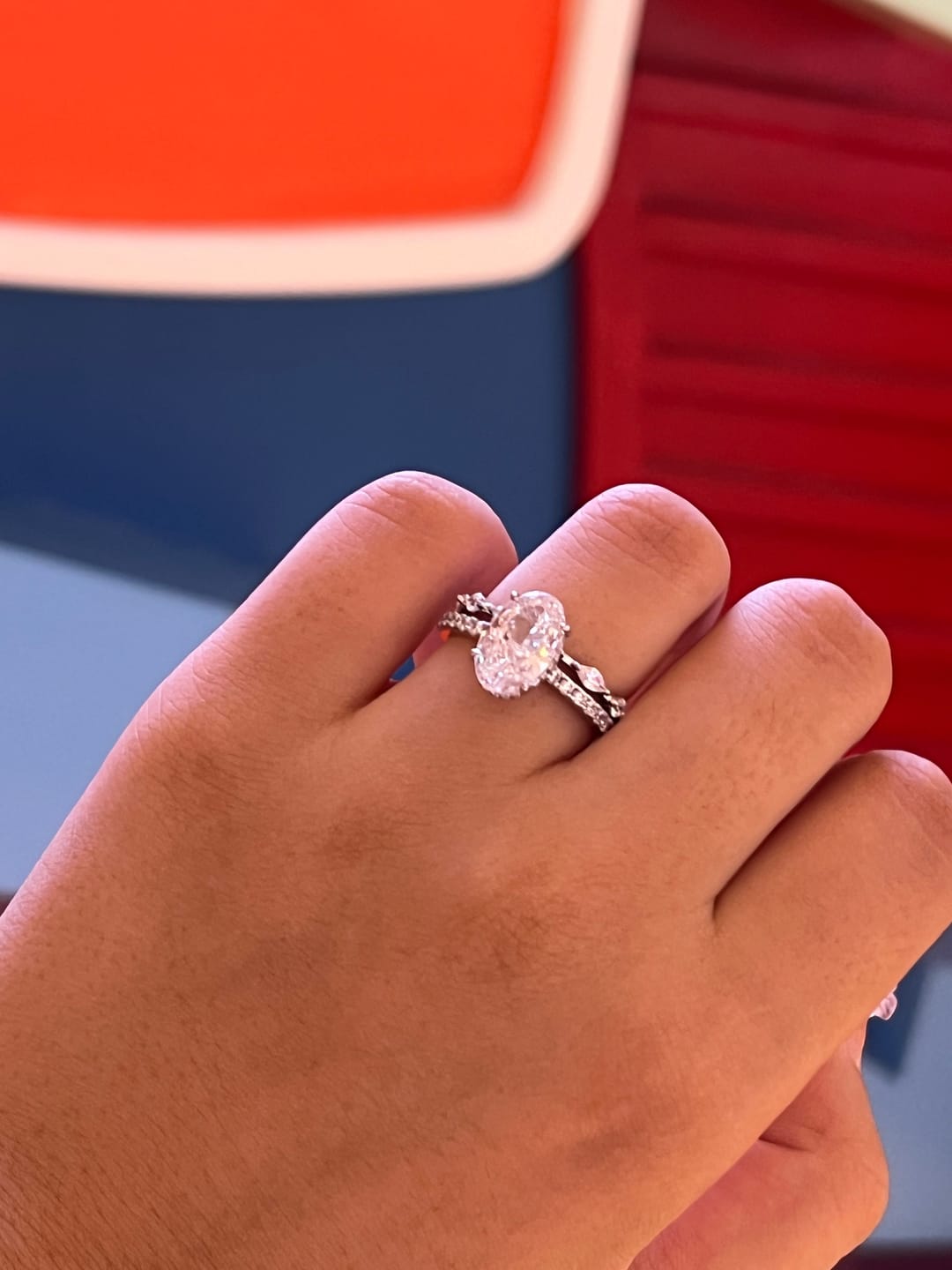 Customer photo review of S925 Attractive 2PC 2.5Ct Oval Cut Bridal Wedding Ring Set Stackable Ring Set For Daily Wear