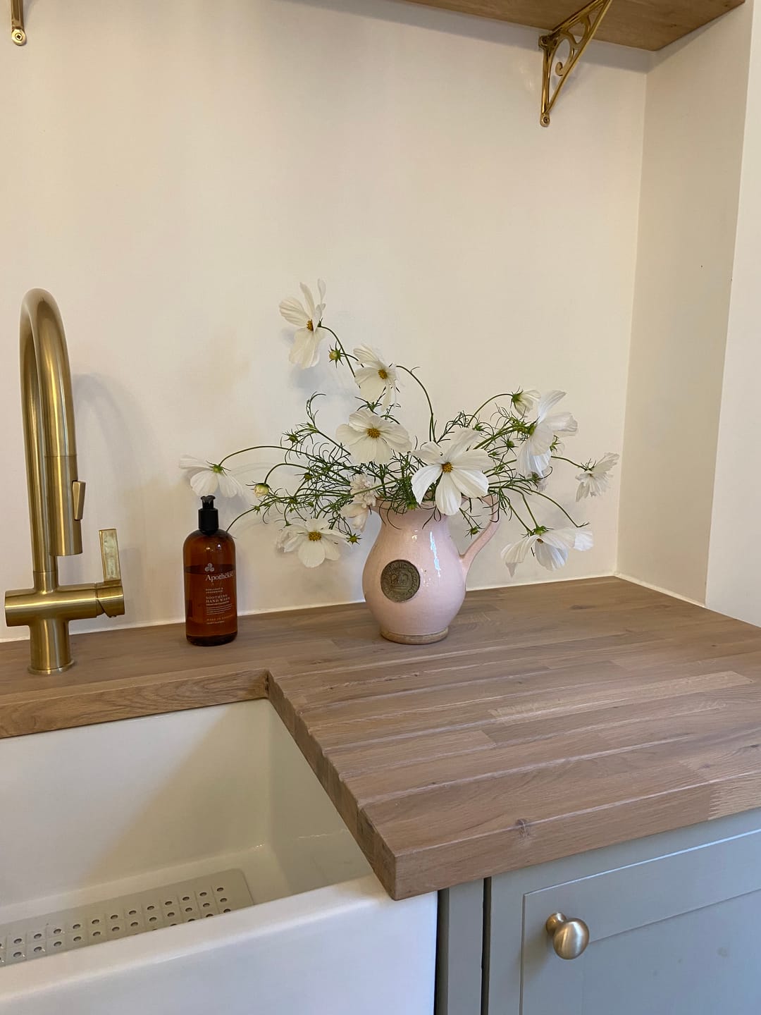 Customer photo review of Classic Brushed Satin Brass Cupboard Handles | Unlacquered